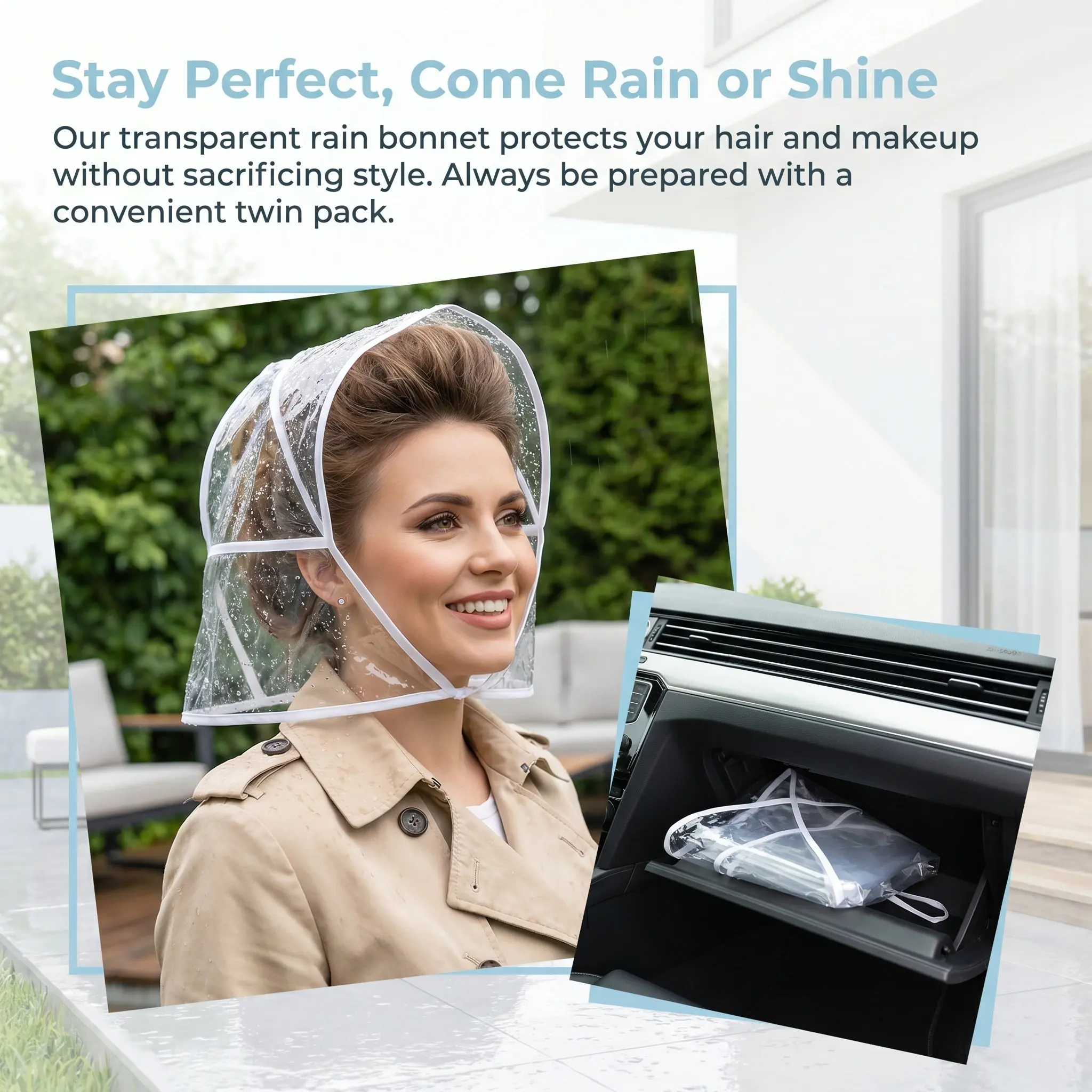 Clear Waterproof Rain Bonnet with Visor – Lightweight Foldable Rain Hat Cover for Men & Women, Hiking, Commuting