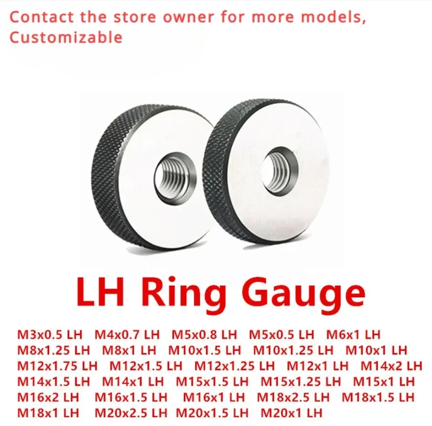 M3 M4 M5 M6 M8 M10 M12 M16 M20 6G LH Metric Ring Gauge GO And NO GO Left Hand Thread Gage Support Customized