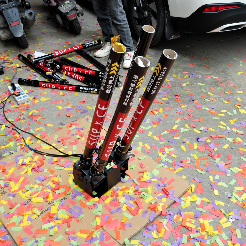 4 Head Remote Confetti Cannon DMX Control High Jet Distance Spray Angle Adjustable Power Electric Connector Fuse Trigger image 5