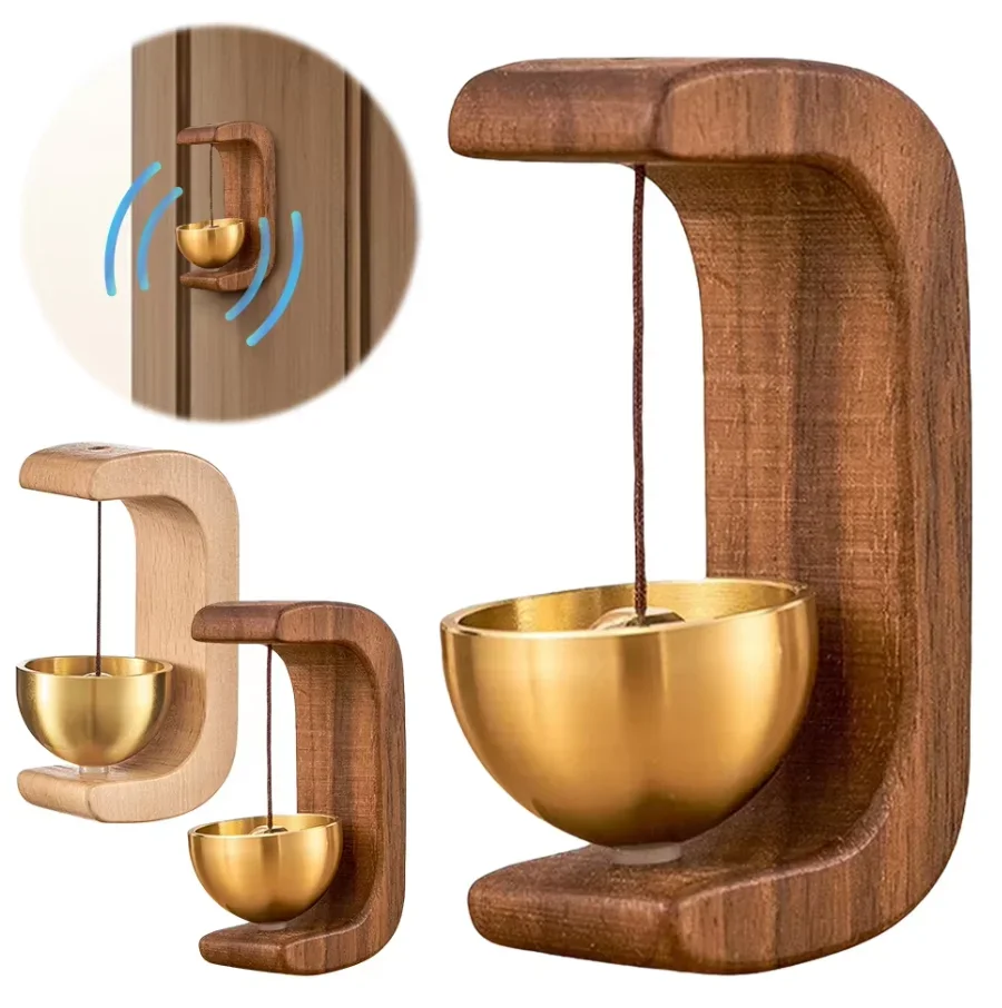 Wooden Wind Chimes Hanging Decorations Wireless Doorbell Entrance Door Bell Decorative Wind Bell for Home Opening