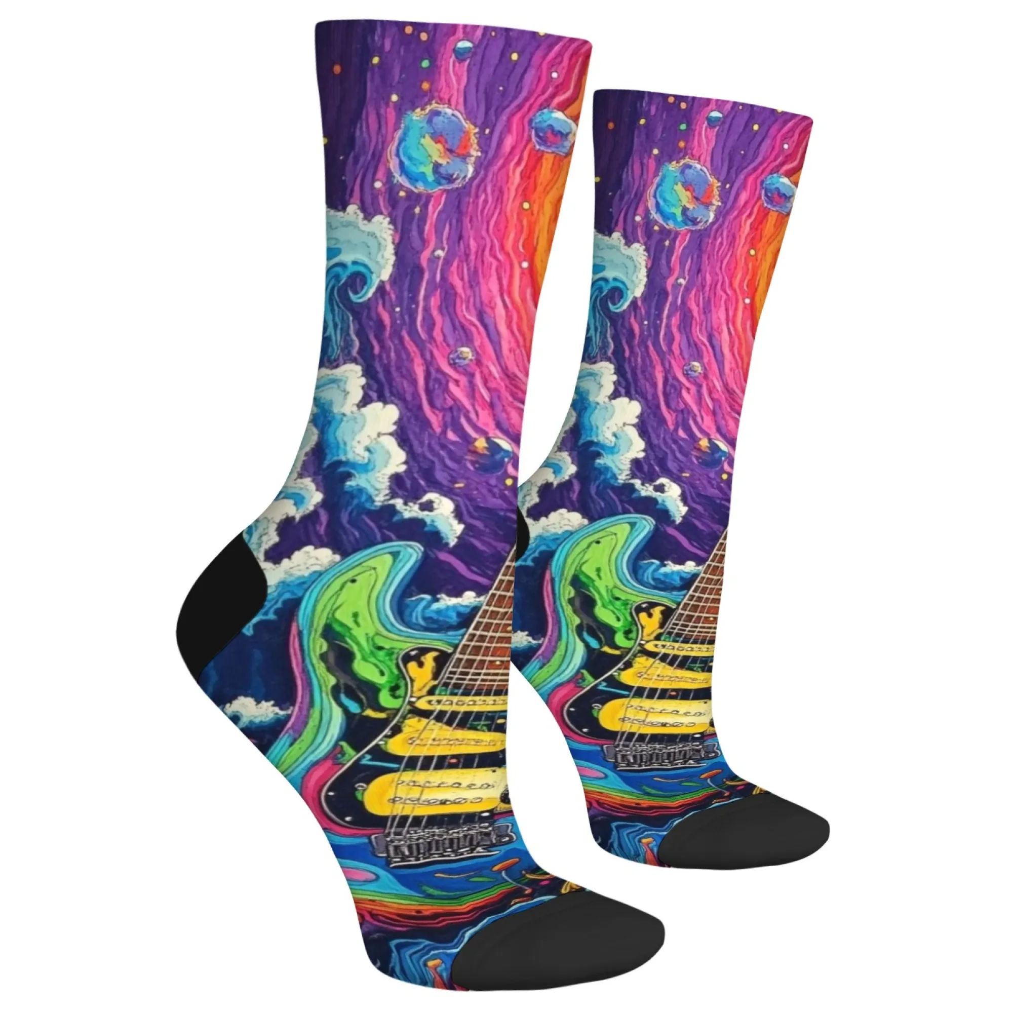 الجدة مخدر الغيتار جوارب مضحكة نمط المتناثرة مريحة عارضة أزياء الرجال الجوارب مجنون روك الشارع الهيب هوب الجوارب #3