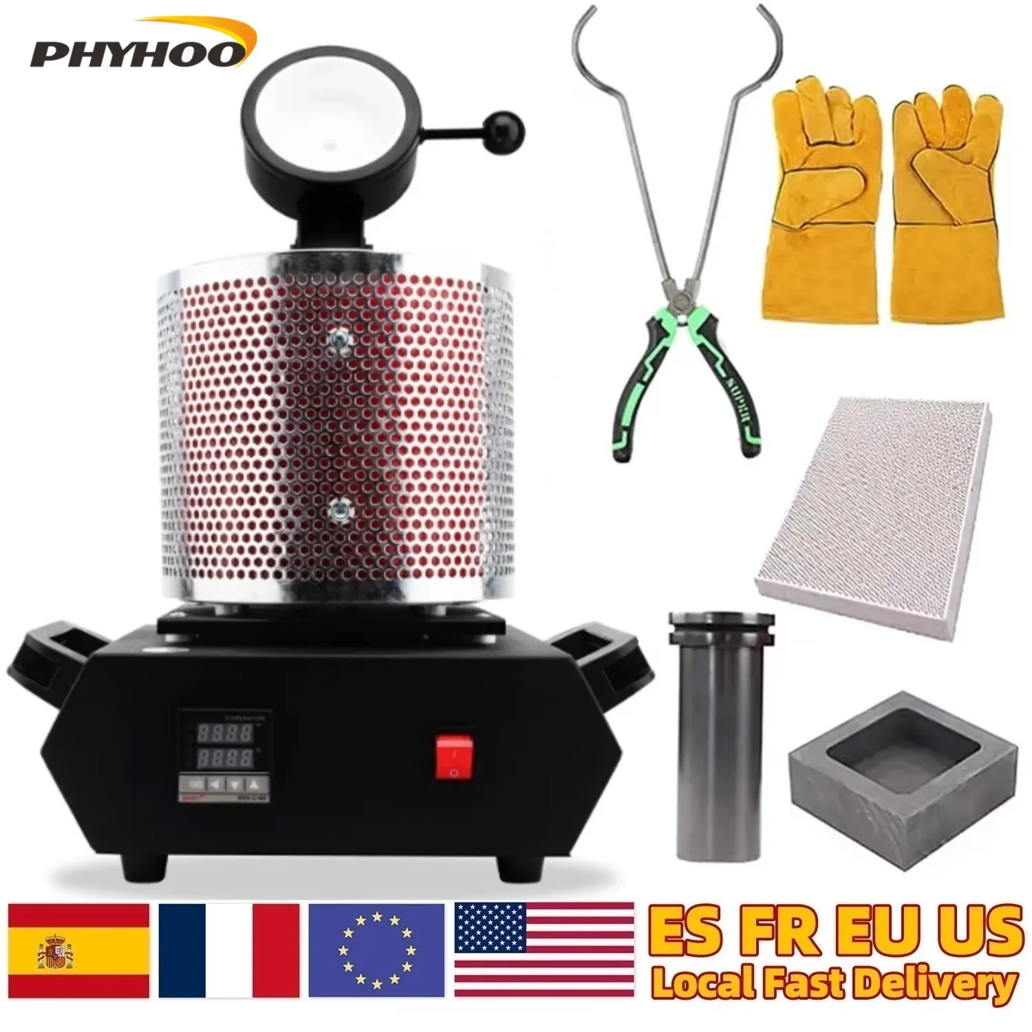 3KG Gold Melting Furnace Digital Jewelry Melting Furnace Machine Heating Capacity 2100W Casting Refining Precious Metals Gold Silver Jewelry Casting Tools