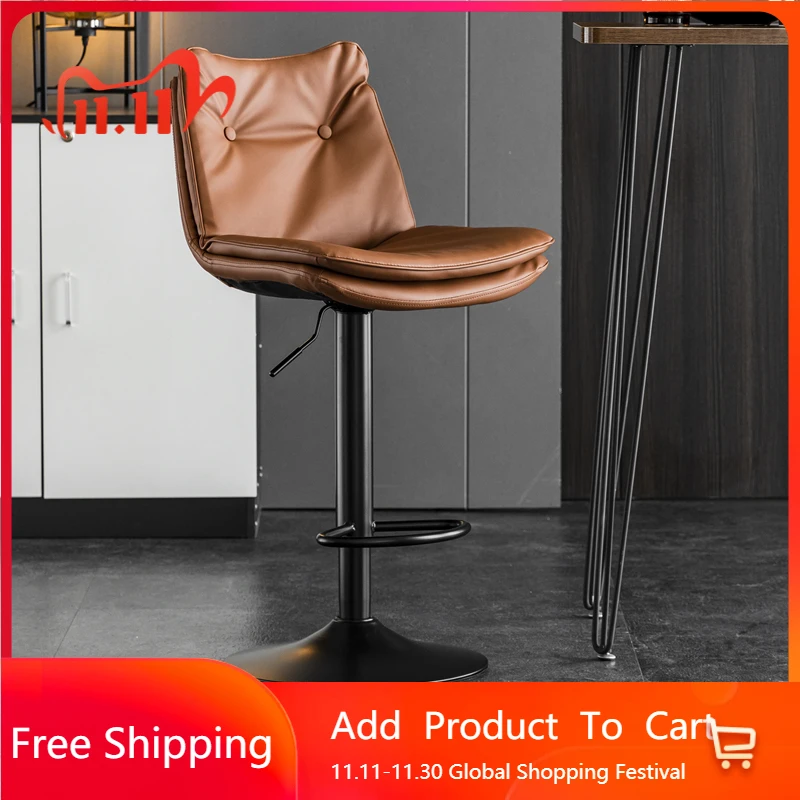 

Office Accent Bar Stools Design Bedroom Modern Minimalist Leather Bar Chairs Ergonomic Comfortable Banqueta Unique Furniture