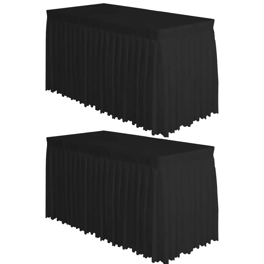 

Набор из 2 черных скатертей-юбок длиной 14 футов из полиэстера для свадеб, банкетов или ресторанов
