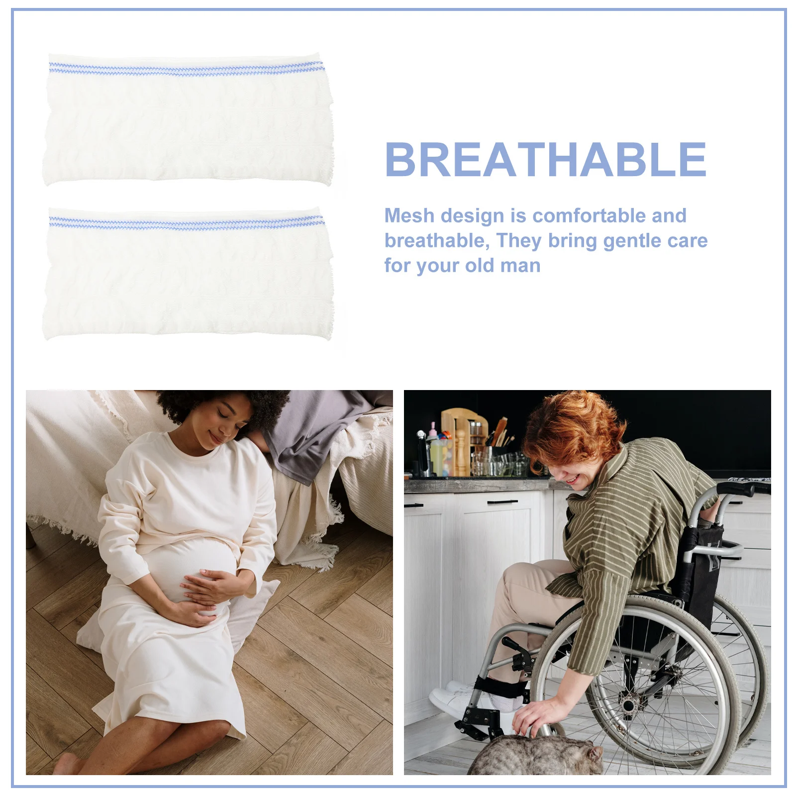 2 قطعة حفاضات البول الربط الدعاوى Chinlon دنة خفيفة الوزن تنفس تصميم شبكي لكبار السن الرجال النساء بعد الولادة #6