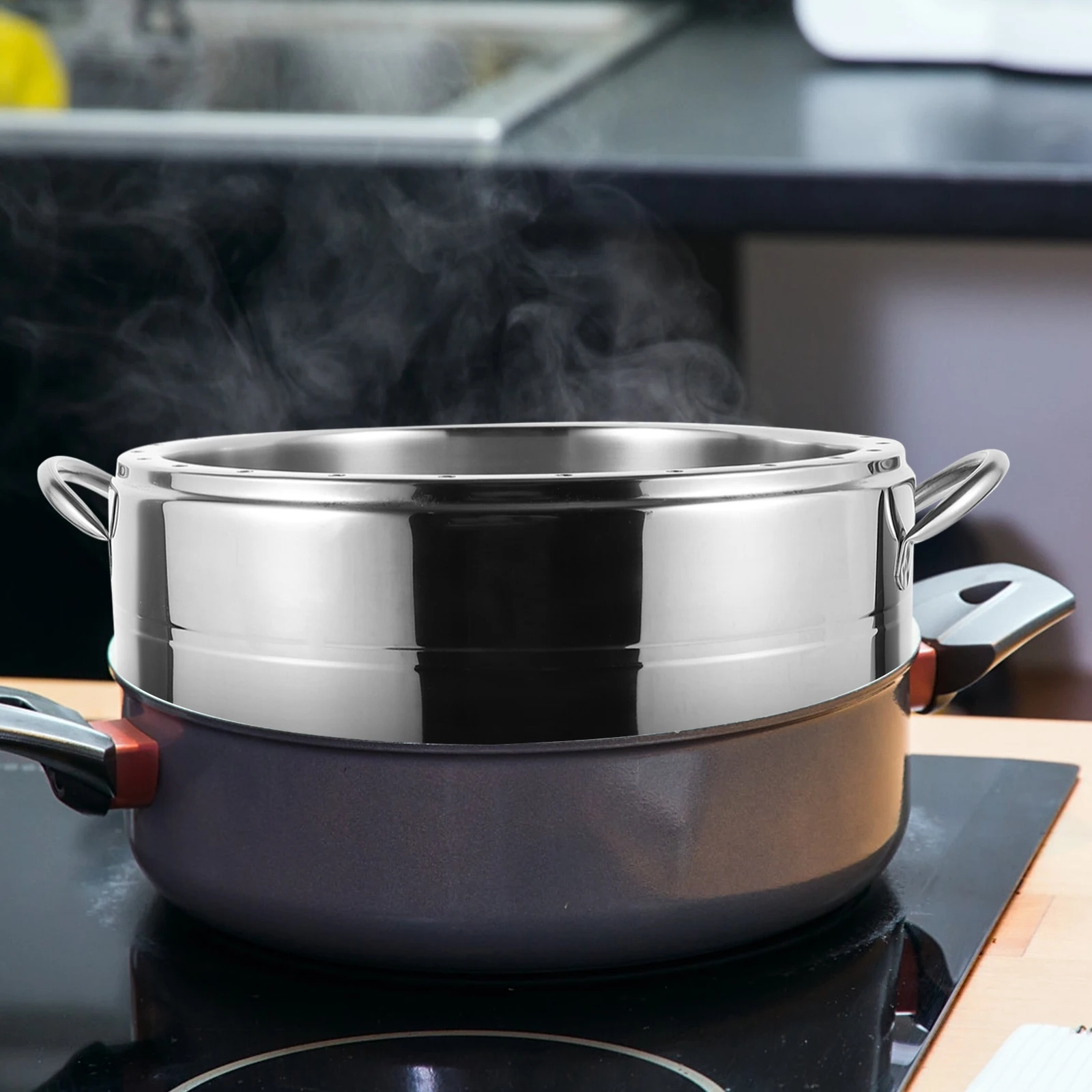 

1pc Thickened Basket Stainless Steel Multi-Functional Food Steamer For Fish Crab Broccoli Steamer Cookware Kitchen Bar Tool