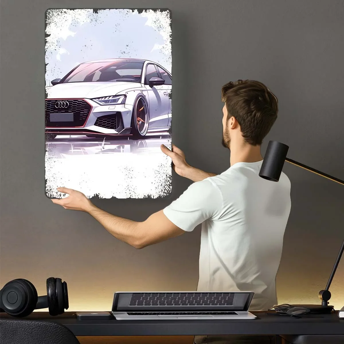 Audi RS Sport Racing Sign Customizable Cars Poster Wall Decor Living Room Decoration Man Vintage Metal Plate Home Decor Items