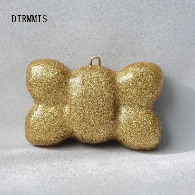 

New Trendy Bags Fashion Women Handbags Gold Sequin Elegant Acrylic Luxury Party Prom Boutique Evening Bag Woman Wedding Cute Box