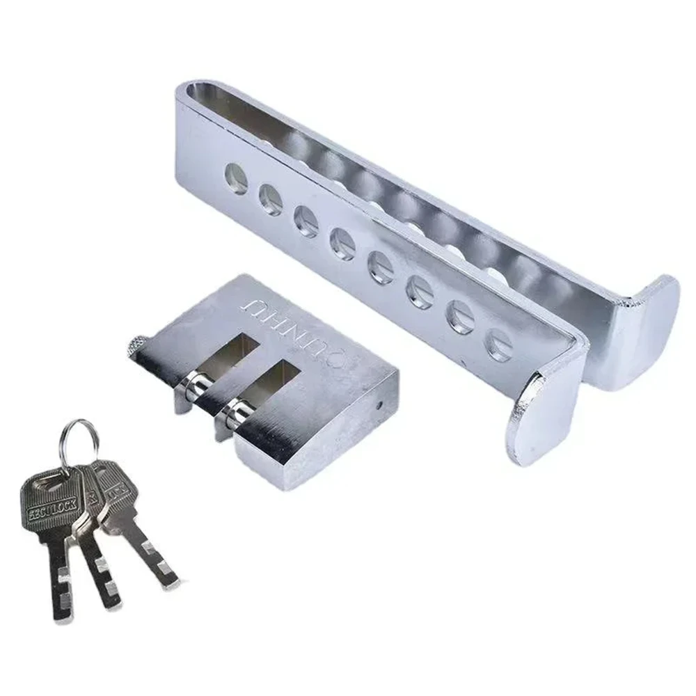 

Регулируемый замок педали тормоза с 2 ключами — противоугонная система из сверхмощной нержавеющей стали с 8 отверстиями для транспортных средств, универсальная система безопасности