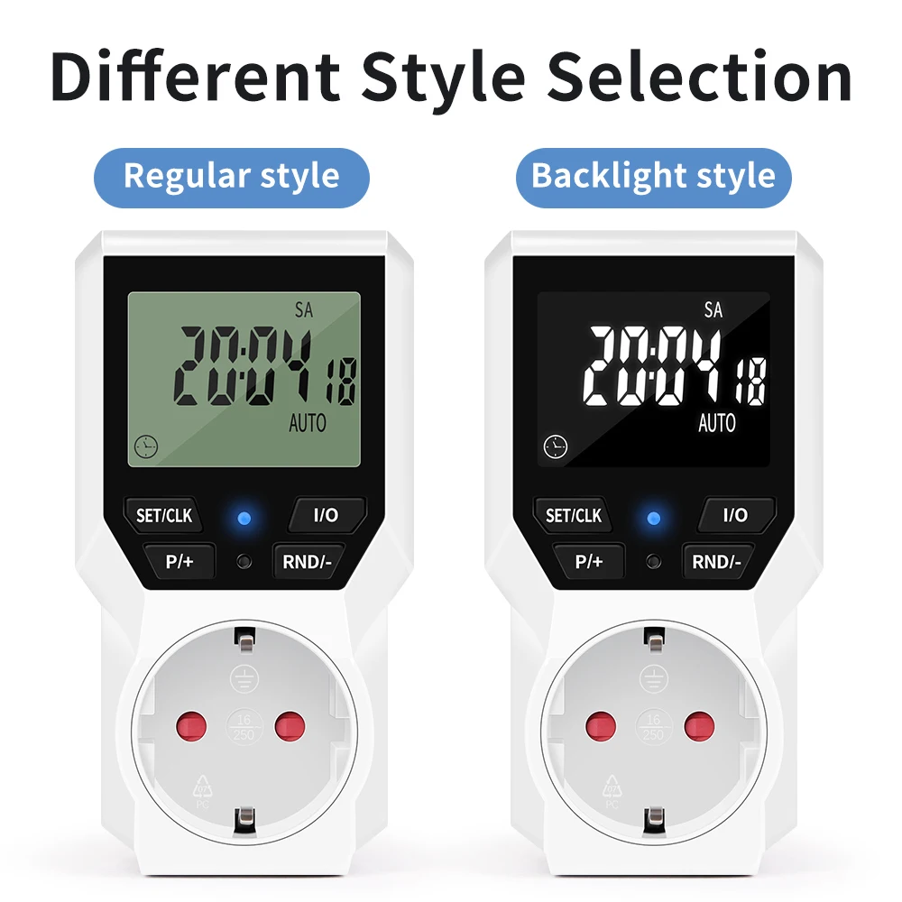 Smart Timer Socket Digital Electronic Timer Switch  EU Plug LCD Display Programmable Timing Control Automatic Surge Protector