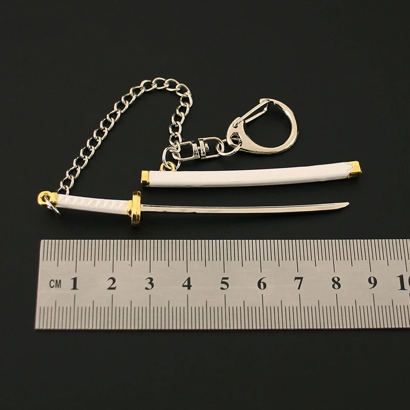 9cm Anime One Piece Keychain Sword 9cm Roronoa Zoro Katana Samurai Anime Scabbard Buckle Key Chain for Men Cosplay Toy Gift