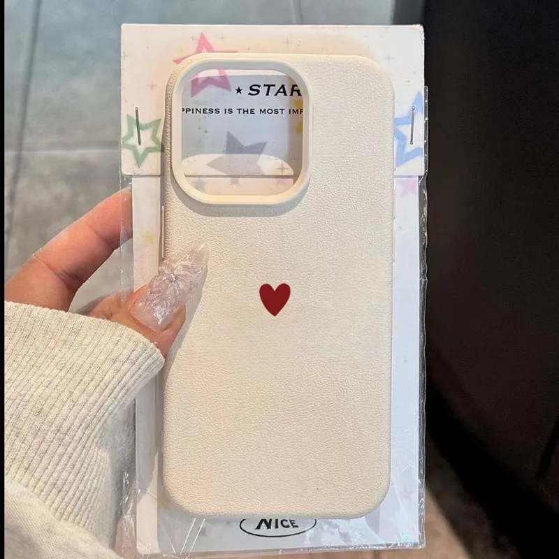 Simple Red Love Heart Soft TPU Phone Case For iPhone 17 Air 16 14 13 12 11 Pro Max 7 8 Plus Cover For iPhone 16E 15 Pro Cases