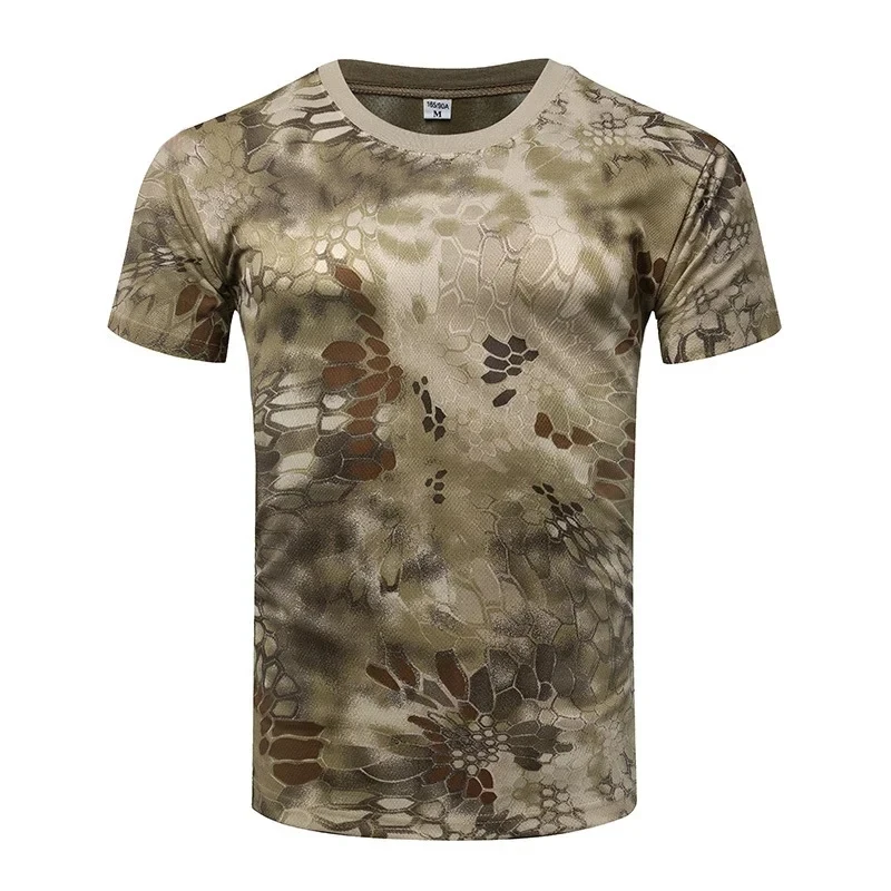 Herren Taktisches Camouflage 3D-Druck T-Shirt, Übergroßes Rundhals-Kurzarm-Shirt für Freizeit und Outdoor-Sport, Unisex für Männer & Frauen – Detail 8