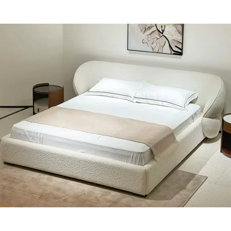 

King Bed Double Linen Upholstered Bed Modern Bedroom Furniture Set Villa Apartment