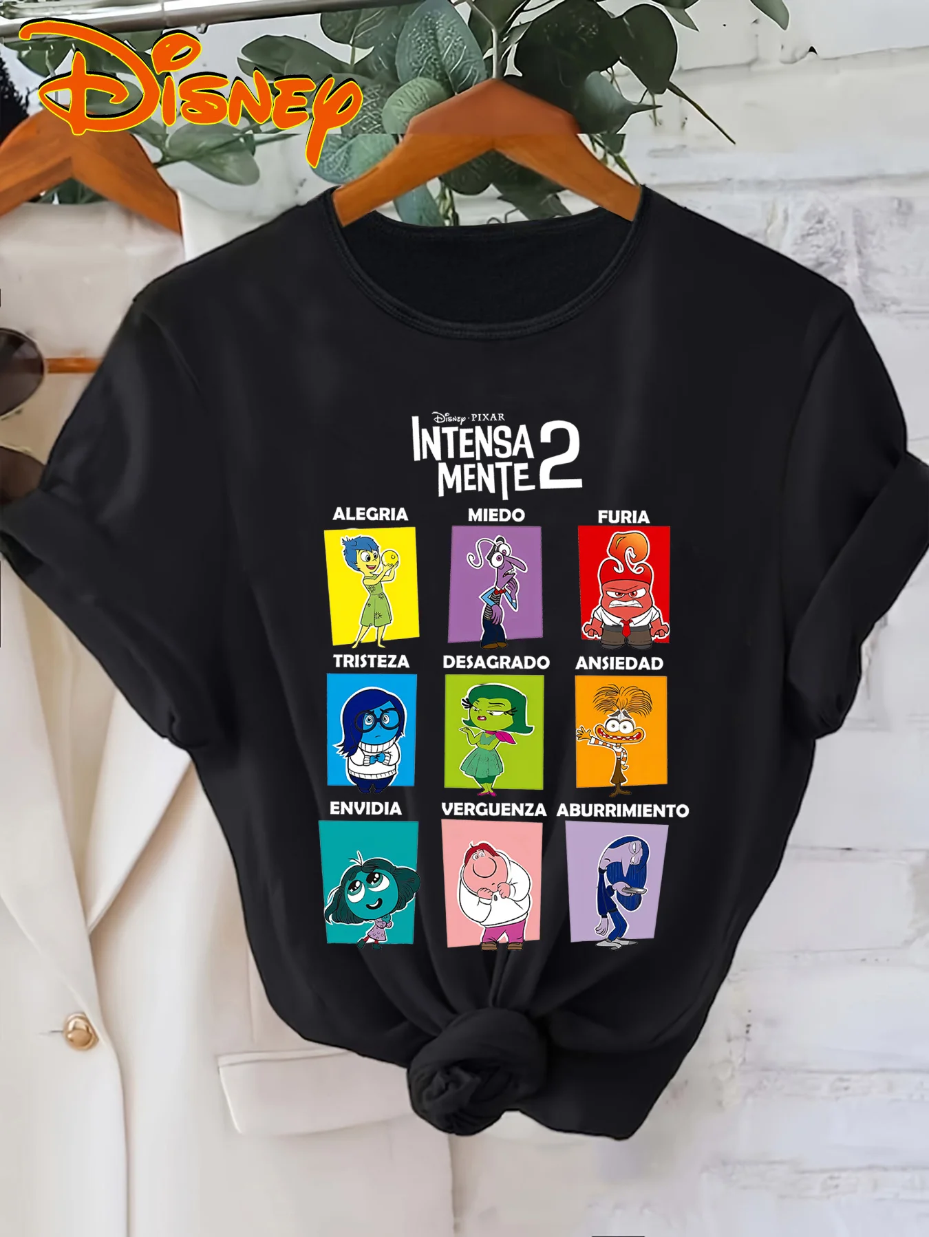 

Тематический дизайн Диснея, футболка с короткими рукавами и круглым вырезом, внутренние и внешние узоры, повседневный и модный, эластичный, непрозрачный