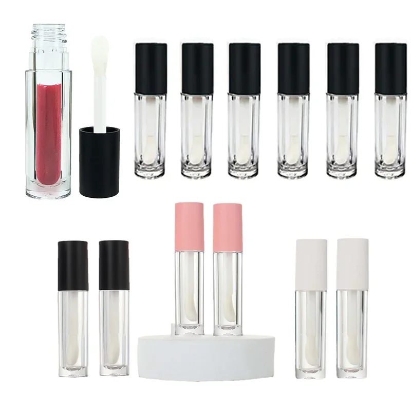 

30pcs Empty 5ml Clear Lip Gloss Tubes with Big Brush Stoppers Round Lip Gloss Bottles Refillable Lip Glaze Bottle DIY Containers