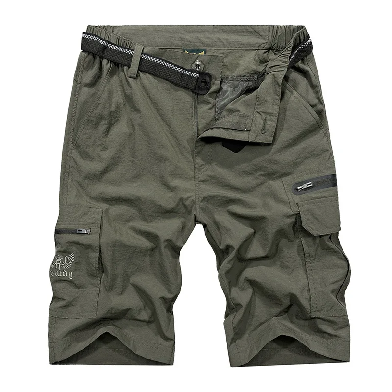 Summer Quick Drying Waterproof Shorts Men Tactical Multi-pocket Short Trouser Outwear Cargo Shorts masculino Men Plus Size M-4XL