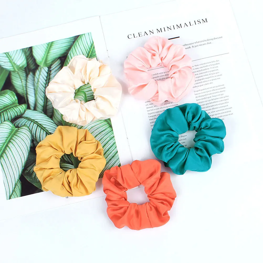 

5 Pcs Cloth Hair Ring Ropes European and American Ponytail Holder Women Headdress Band Rings