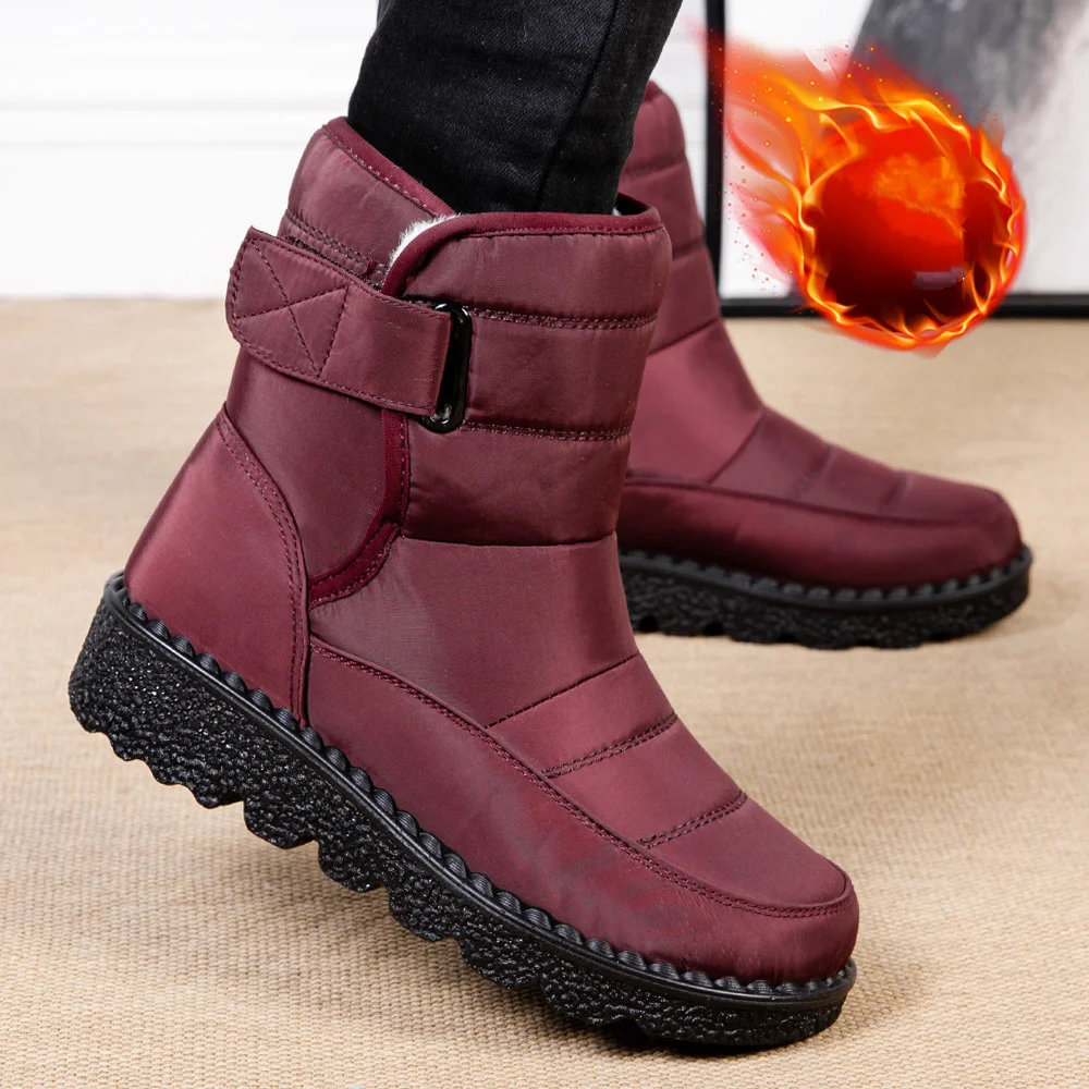 Plus Size 45 Waterproof Platform Snow Boots Women's Thick Warm Long Plush Winter Ankle Boots Woman Non Slip Cotton Padded Botas