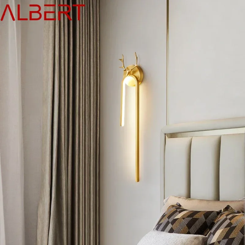 ALBERT Modern Gold Brass Wall Lamp LED 3 Colors Creative Elegant  Sconce Light for Home Living Bed Room