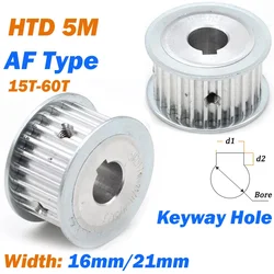 HTD 5M Timing Belt Pulley AF-Type 15T 16T 18T 20T 22T 24T 25T 30T 60T Keyway Hole, For 15/20mm Wide Belt