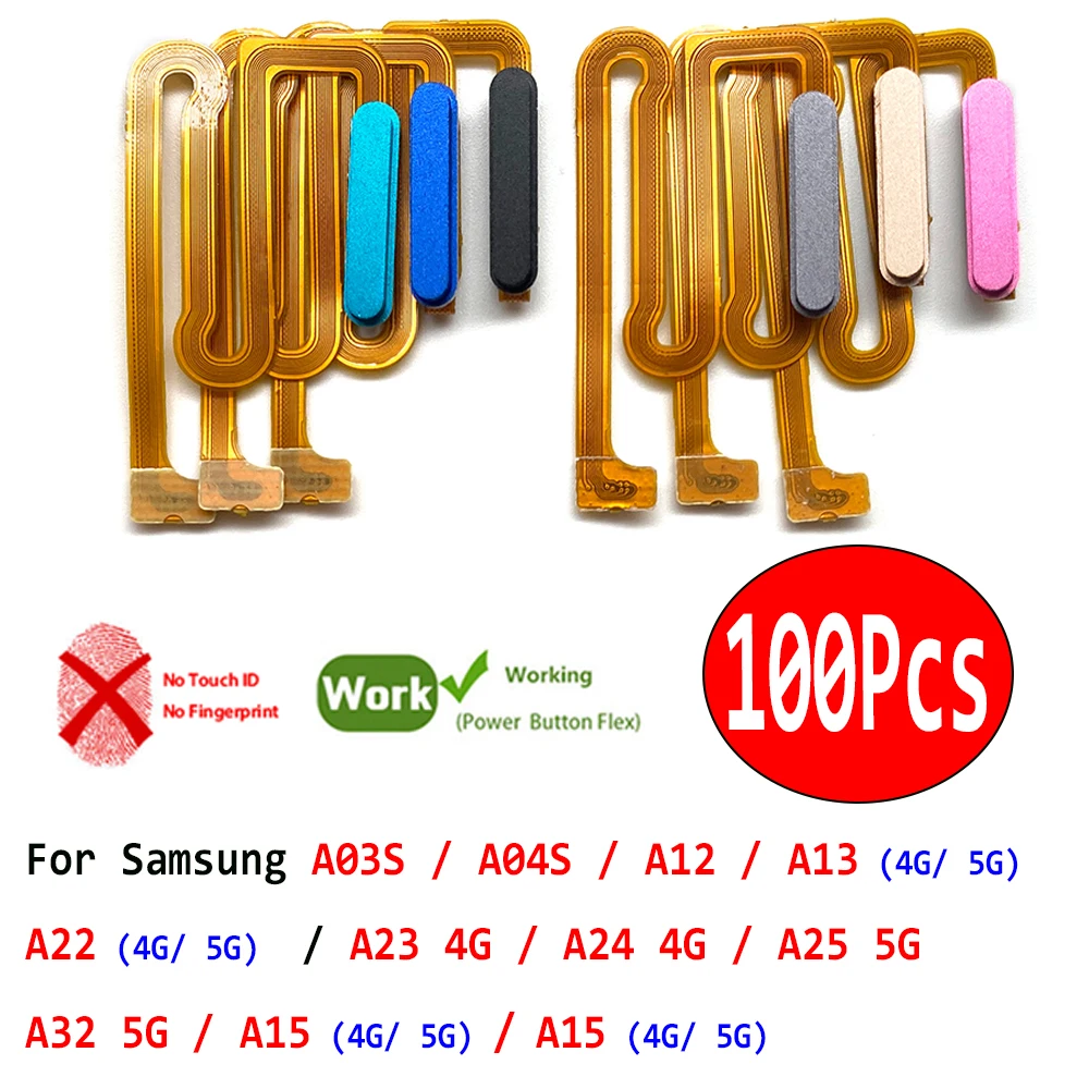 100Pcs,Home Button Power Connection Flex Cable Ribbon Without Fingerprint recognition For Samsung A12 A13 A22 A23 A24 4G A32 5G
