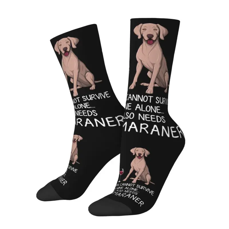 Funny Weimaraner Dog And Wine Men's Crew Socks Unisex Cute Pet Animal Spring Summer Autumn Winter Dress Socks