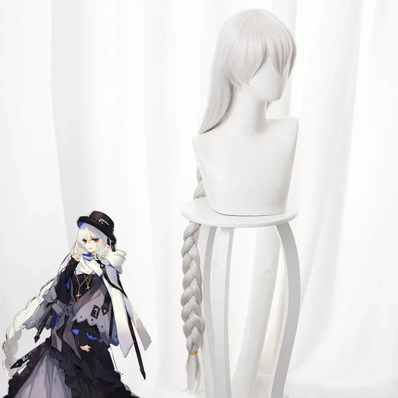 Anime Game Arknights Cosplay Specter Costume Wigs for Adult Long Silver White Twist Braid Synthetic Hair Halloween Role Play Wig