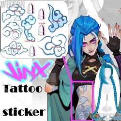 Jinx Cosplay Anime Arcane LOL League of Legends Prop Blue Long Wig Hairband Tattoo Stickers Women Holloween Roleplay Customized