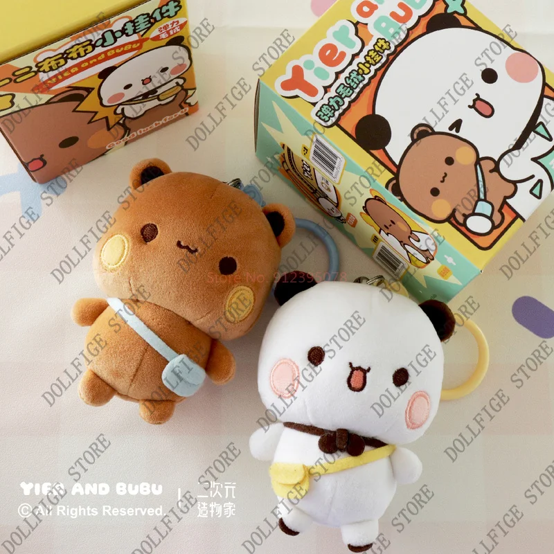 Preventa Original Panda Bubu y Yier colgante muñecas dibujos animados Panda oso muñeca llavero mochila colgante lindo colgante pareja regalos
