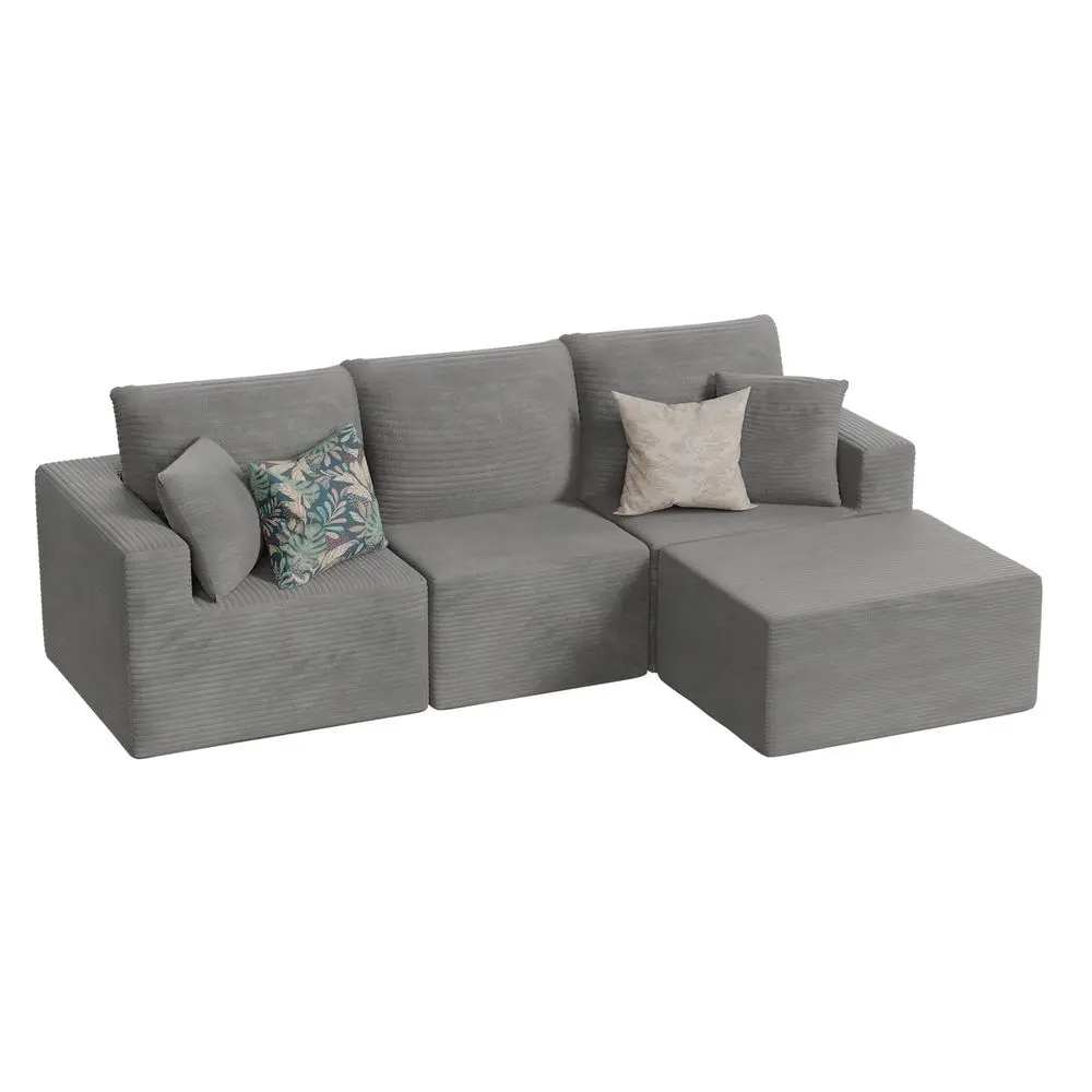 

Boneless Couch with Deep Seat and Ottoman, Modular Sectional Sofa with Body Support, Corduroy Couches for Living Room, Apartmen