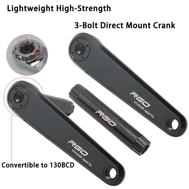 RGO FR-60 Folding Bike Crankset 165mm 24mm GXP Spindle 130BCD 48