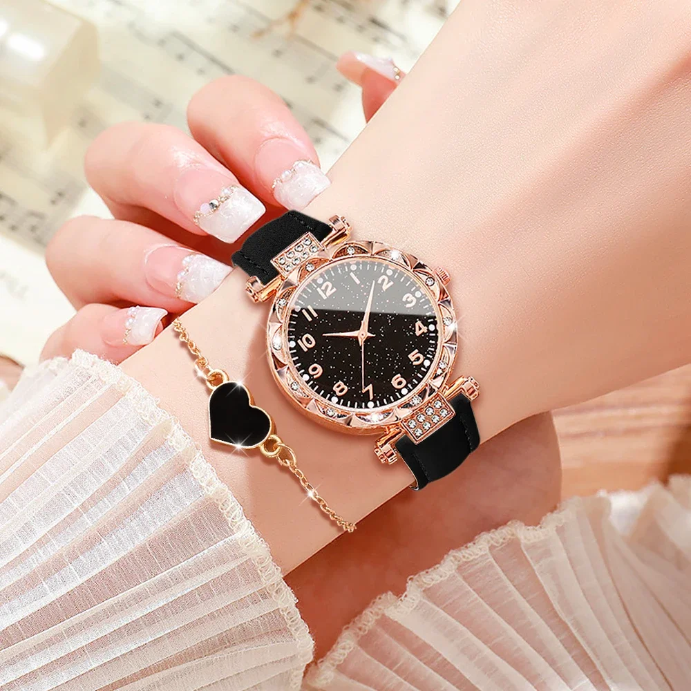 2-piece women's watch+accessory set, new fashionable watch+elegant accessories, the best choice for gift giving