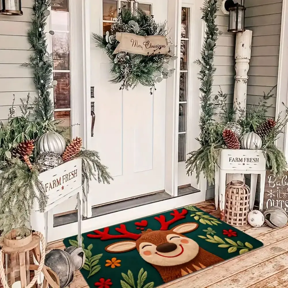 VIKAMA عيد الميلاد ممسحة إِلْكَة عيد الميلاد السجاد في الهواء الطلق والداخلي السنة الجديدة 2026 عيد ميلاد سعيد ديكور المنزل حصيرة القدم
