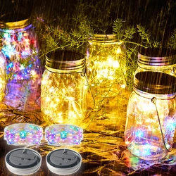 Mason Jar Couvercle Guirlande Lumineuse Solaire Étanche 2m 20 LEDs Lampe d’Ambiance Décoration pour DIY Bocal LED,Bouteille Bricolage,Maison,Table,Noël,Mariage,Fête Lumières Solaire Extérieur