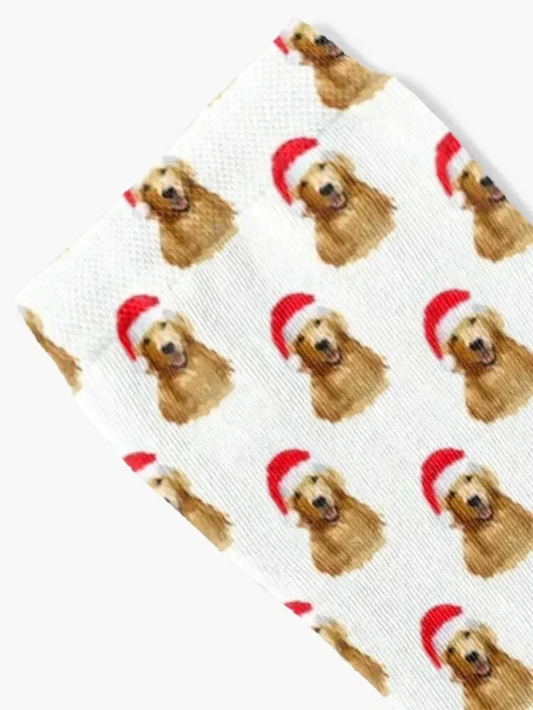 Golden Retriever Santa Hat Dog original digital painting Socks christmas stocking hockey japanese fashion Socks Women's Men's