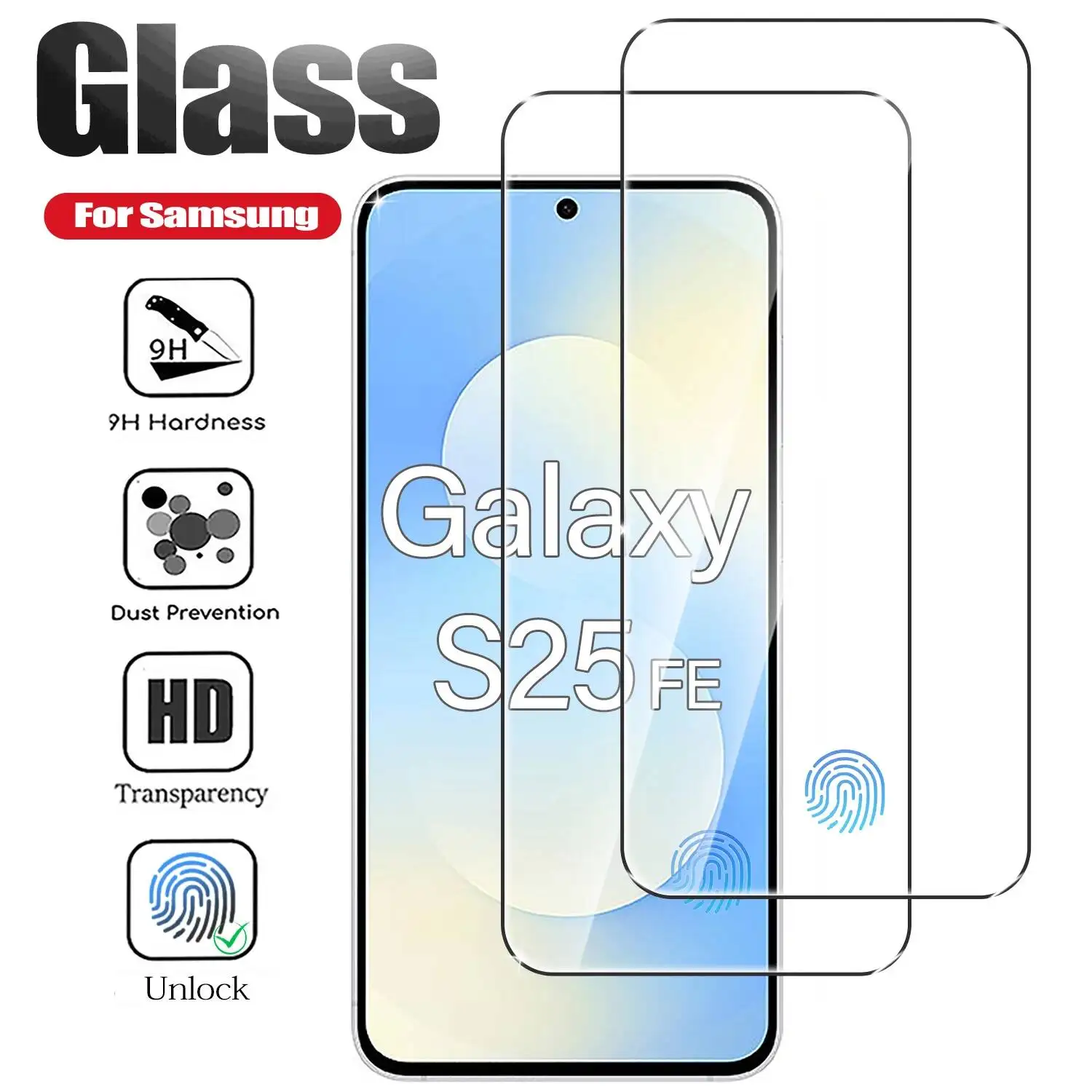 

2 шт. защитное стекло HD для Samsung Galaxy S24 Ultra, S21, S22, S23 Plus, S24+, S25 FE, S20 FE