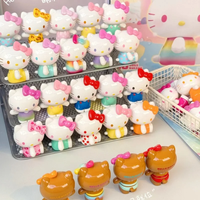 

Original Sanrio Hello Kitty Summer Skittles Series Cute And Adorable Mini Kawaii Anime Figure Model Hello Kitty Desktop Decor