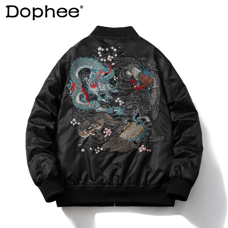 

Fashion Embroidered Jacket National Fashion Chinese Style Pilot Jackets Men's Women's Loose Casual Thin Baseball Uniform