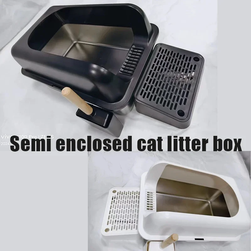 

Semi Enclosed Cat Litter Basin Wear-resistant Widened, Thickened Leak Proof Sand, Large Open Space Cat Litter Basin Cat Toilet