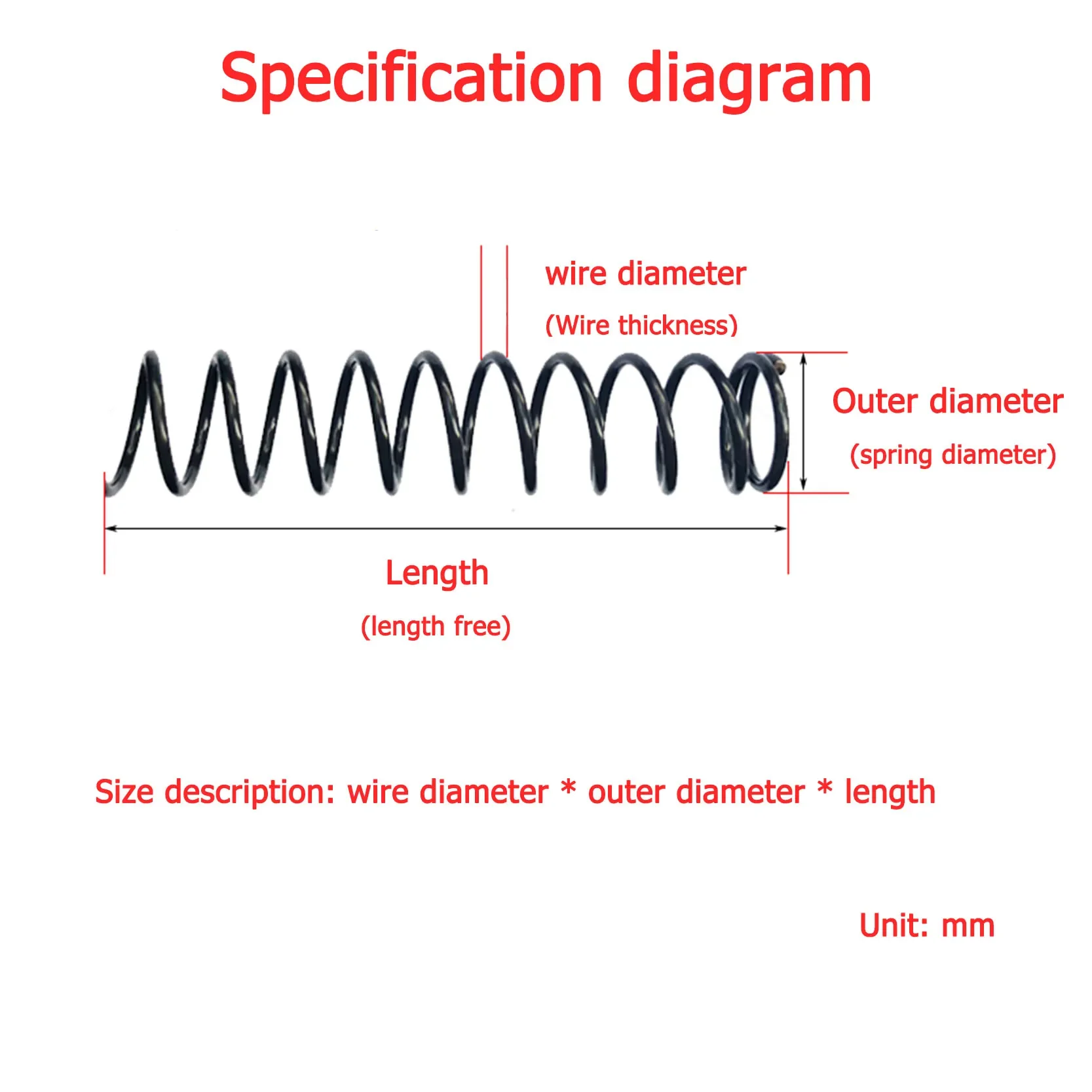 2pcs Compressed Spring Wire Diameter 1.8mm   Steel      Length:300mm