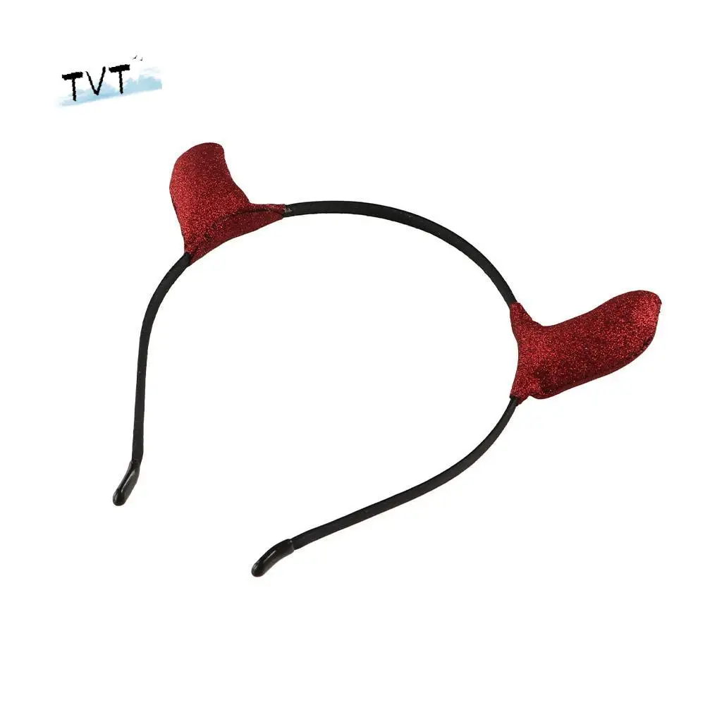 

Cute Cloth Halloween Hair Hoop Glitter Performance Props Cow Horn Hairband Cosplay Costume Hair Accessories Makeup Up