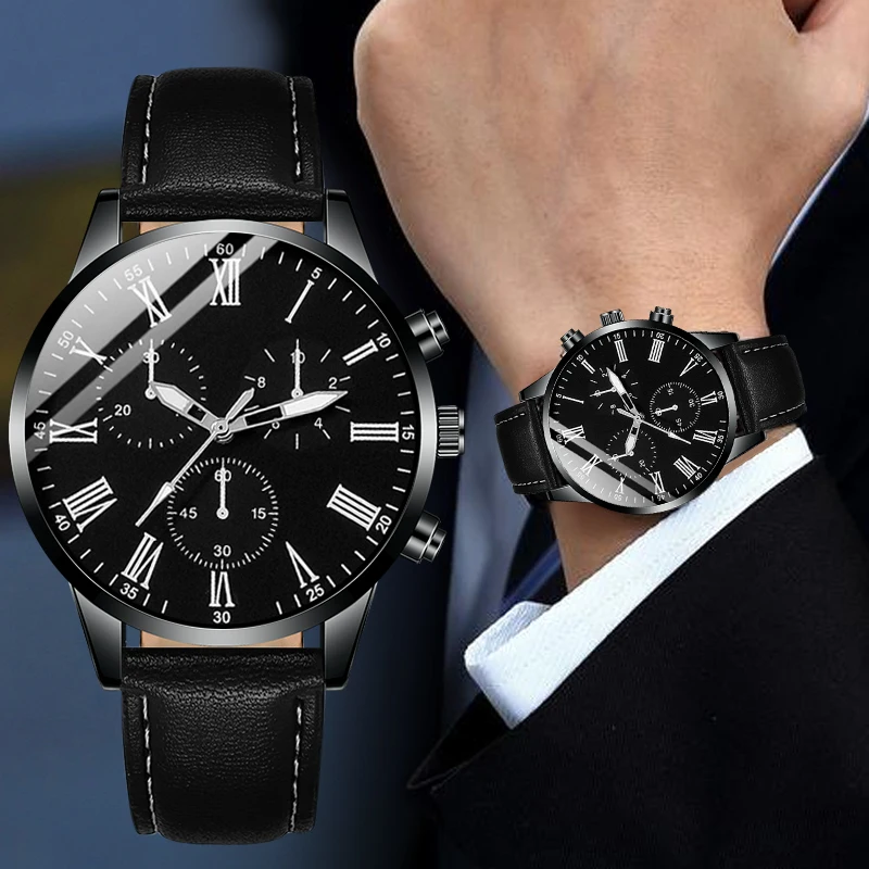 4 New Fashionable Men's Round Quartz Watches + Avant-Garde Pendant Necklace, Ring, Bracelet Jewelry Set