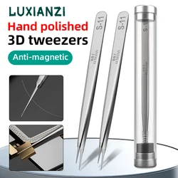 LUXIANZI S-11 High Precision Flying Wire Tweezers For Mobile Phone Soldering Repair Tool Non-magnetic Stainless Steel Forceps