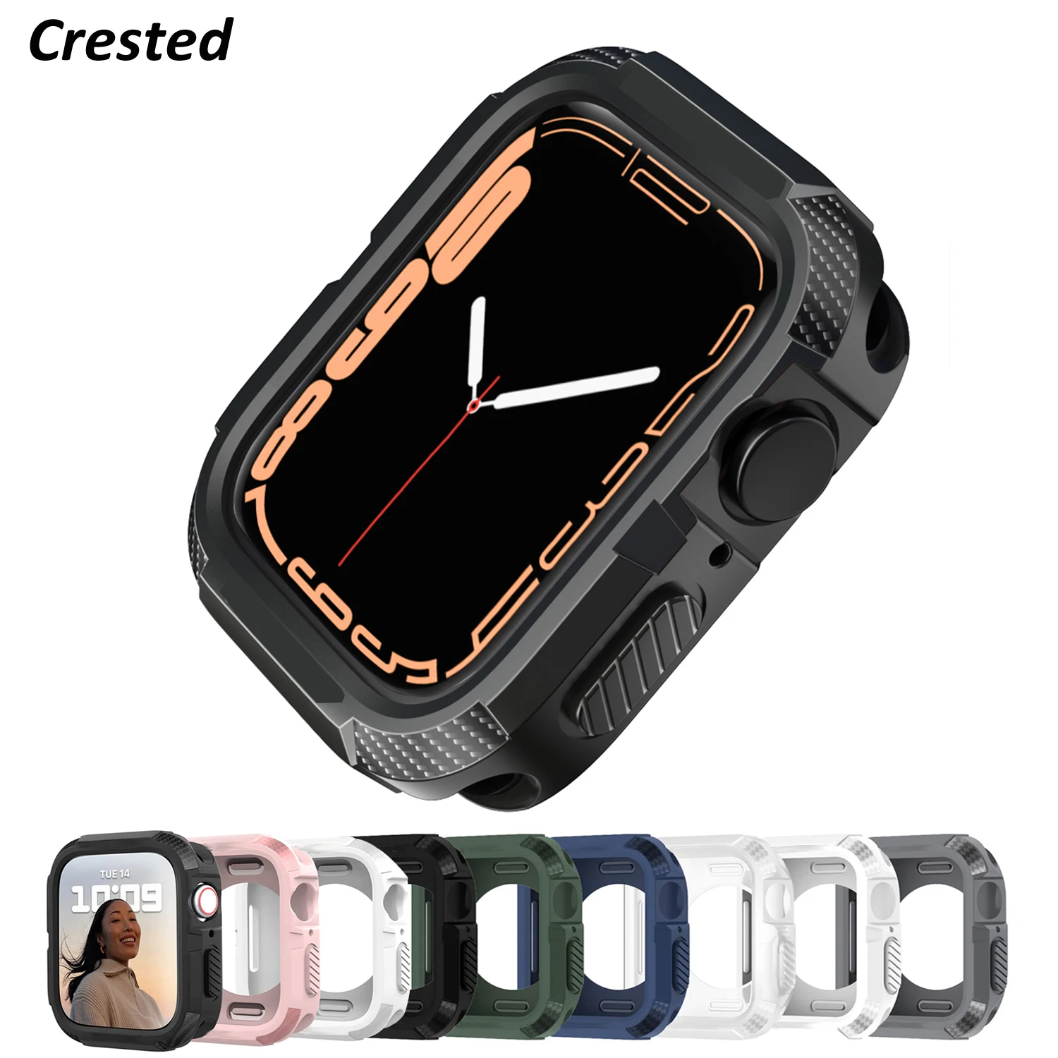 Rugged Cover for Apple Watch Case 44mm 40mm 45mm 41mm 9 8 se 6 3 iWatch Accessorie TPU Screen Protector Apple watch serie 7 case