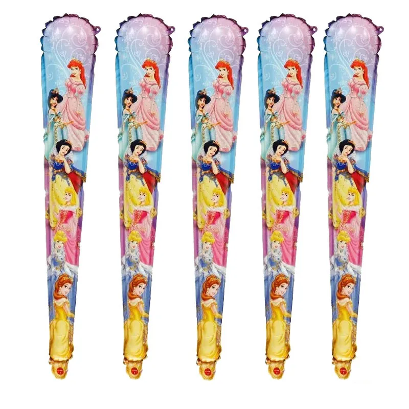 5/10PCS Disney Cartoon Hand Held Stick Balloon Set Frozen Mermaid Princess Spiderman Mickey Kid Toy Birthday Party Decoration