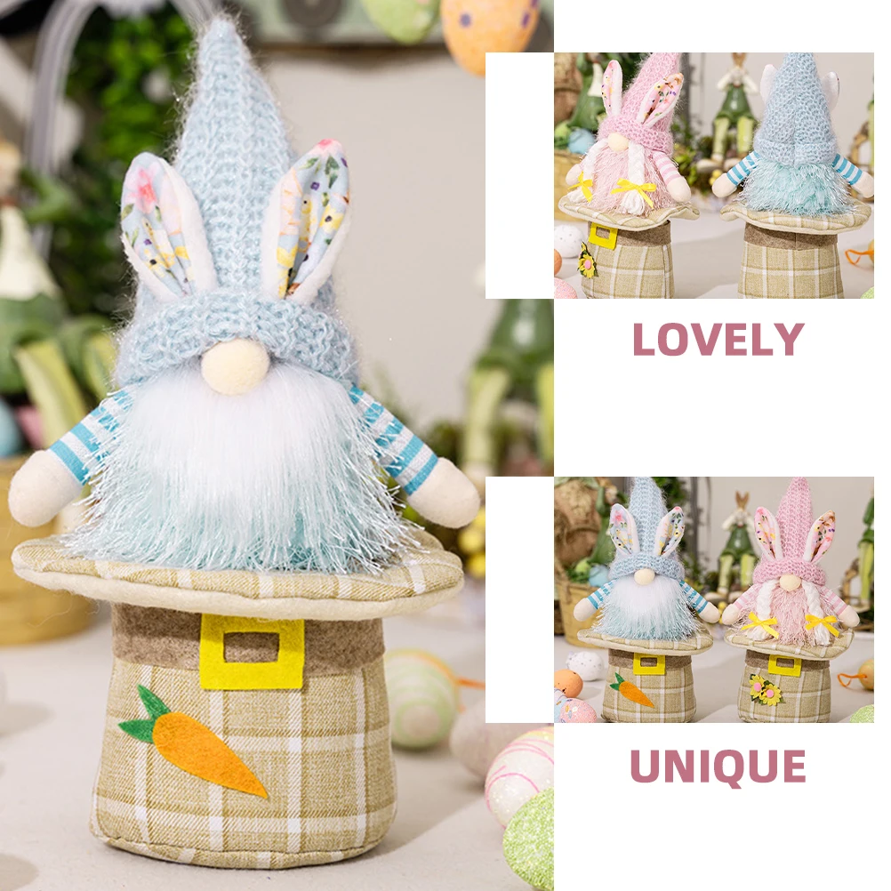 

2 Pcs Figurine Adorable Easter Rabbit Gnome Bunny Gnome Home Decor Holiday Gift Idea Easter Decoration