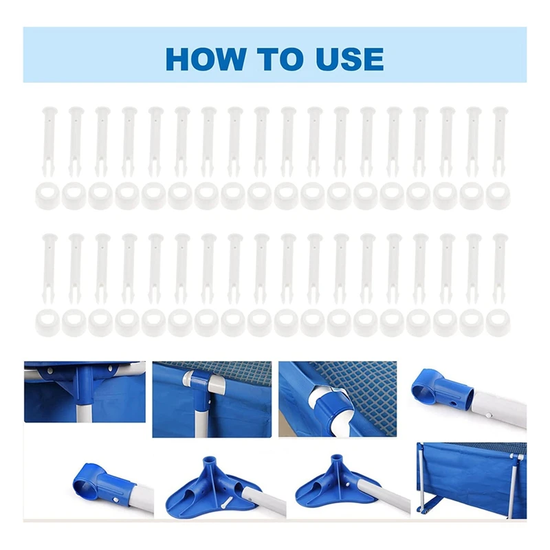 T84C-36Pcs Plastic Pool Joint Pins & Pool Rubber Seals For Intex 13Inch-24Inch 28270-28272 Pools Replacement Parts(2.36 Inch)