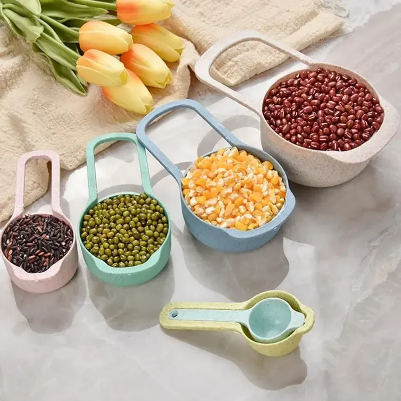 10pcs/set Plastic Mixing Nesting Bowls Set with Measuring Spoon Colorful Serving Bowls Multifunctional Colander Salad Baking Too