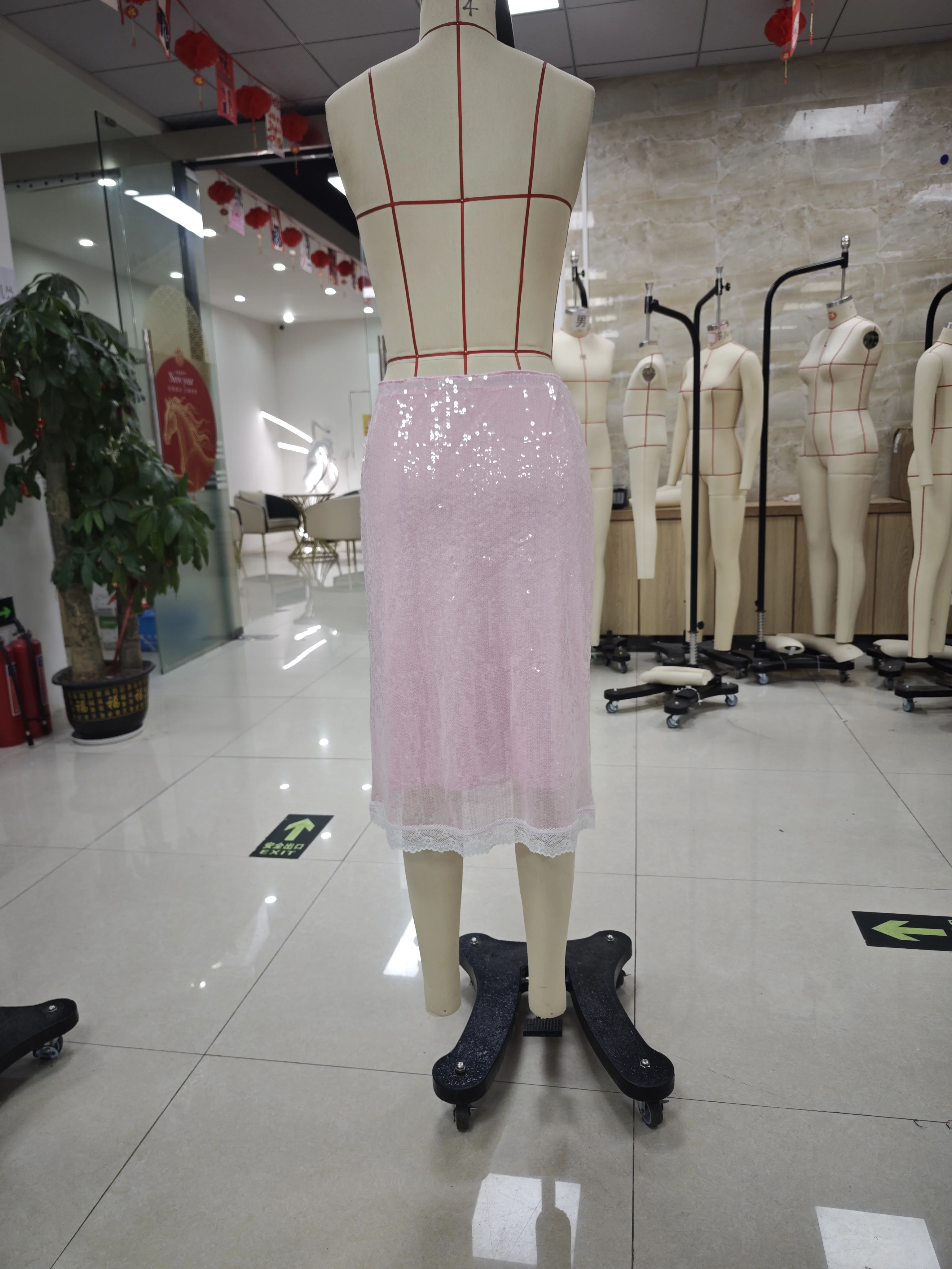 

Women's Sequin Midi Skirts Summer Fashionable Elastic Waist Going Out Long Skirt